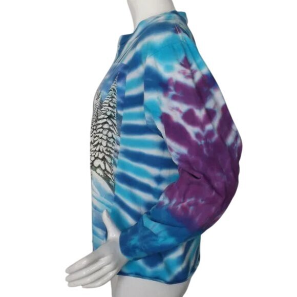 Vtg GRATEFUL DEAD Cropped Tee, L, Blue Tie-dye, Long sleeve, Skiing Skeleton - Picture 10 of 15